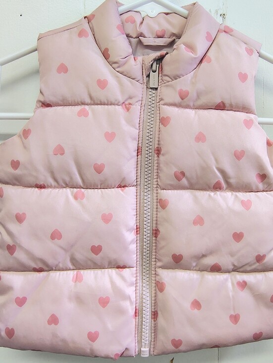 Old Navy Other - Old Navy Pink Heart Puffer Vest Size 6-12M